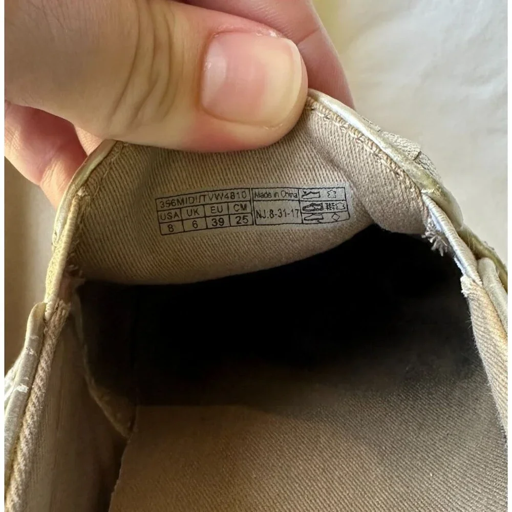 Vionic Midi Women Slip On Sneakers Champagne Gold Metallic Scales Comfort Size 8